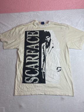 Scarface Al Pacino Tony Montana Men's White T-Shirt Size 2XL Movie Graphic Y2K
